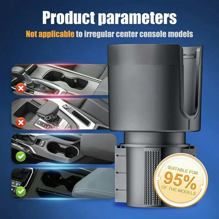 Multifunctional Car Cup Holder Expander Tray with Detachable Plate Phone Stand Food Tray - 4