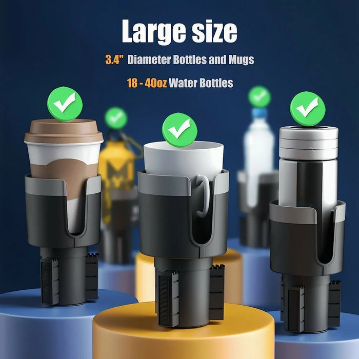 Multifunctional Car Cup Holder Expander Tray with Detachable Plate Phone Stand Food Tray - 5