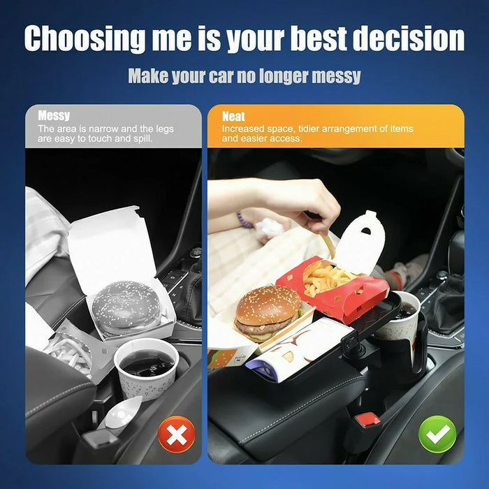 Multifunctional Car Cup Holder Expander Tray with Detachable Plate Phone Stand Food Tray - 6