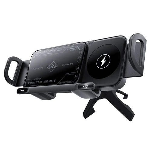 15W Car Air Outlet Rotating Wireless Charging Phone Holder (Air Outlet Model) - Black - 1