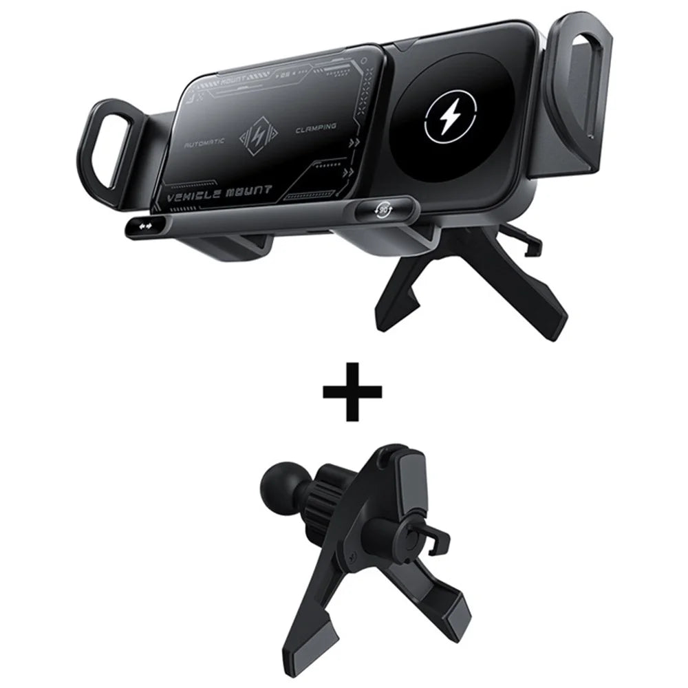 15W Car Air Outlet Rotating Wireless Charging Phone Holder (Air Outlet Model) - Black - 2