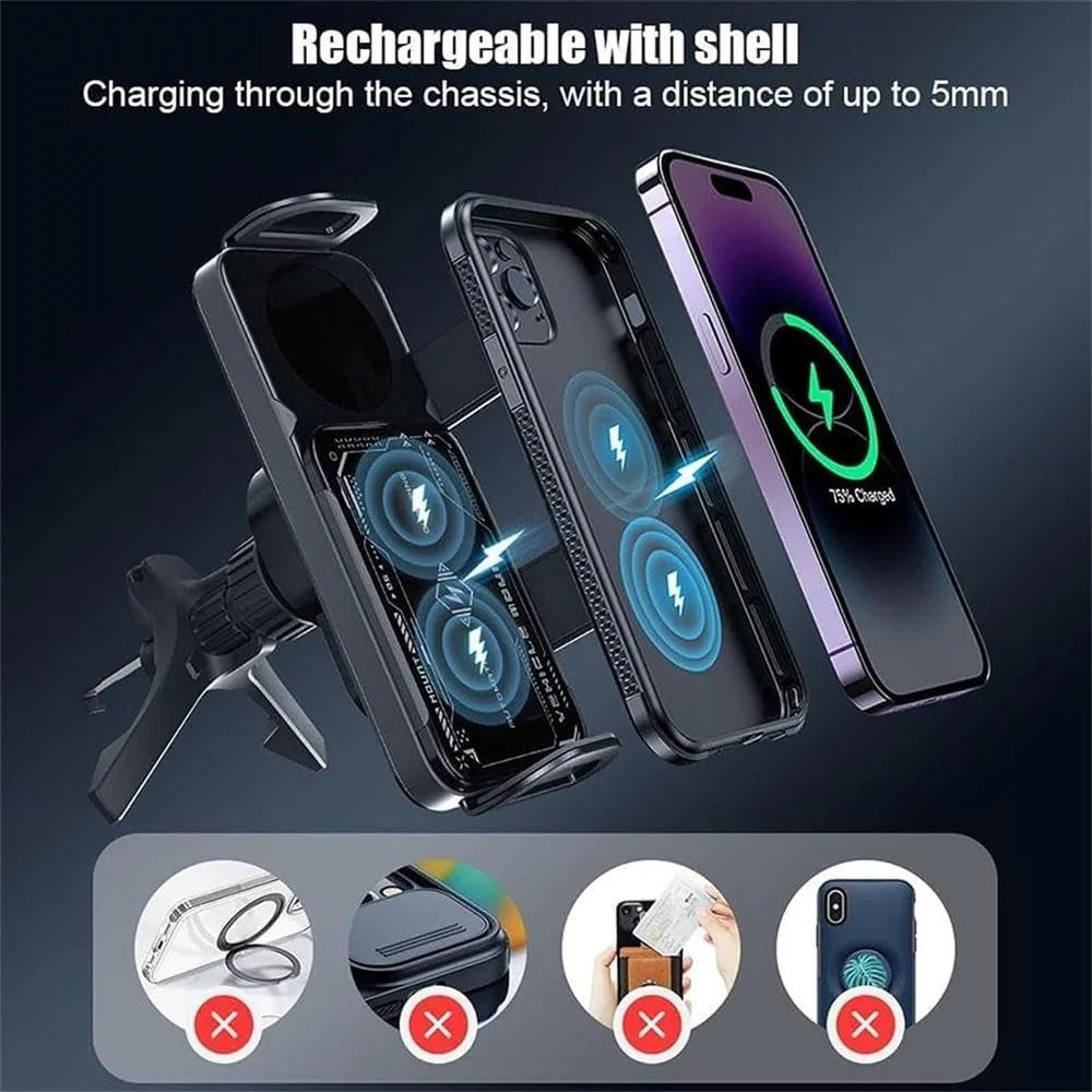 15W Car Air Outlet Rotating Wireless Charging Phone Holder (Air Outlet Model) - Black - 4
