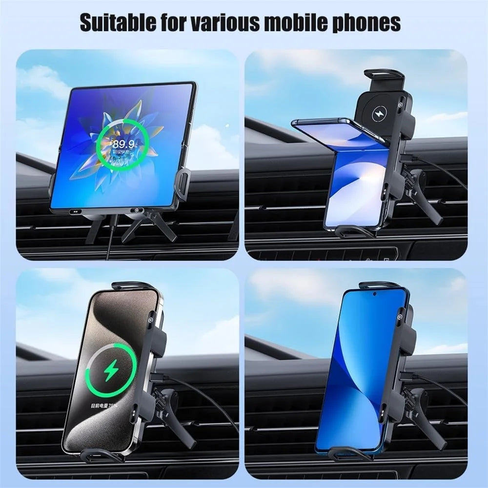 15W Car Air Outlet Rotating Wireless Charging Phone Holder (Air Outlet Model) - Black - 5