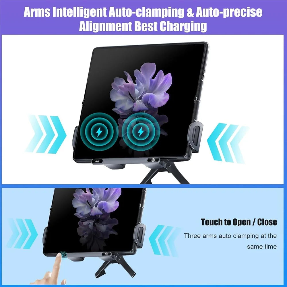 15W Car Air Outlet Rotating Wireless Charging Phone Holder (Air Outlet Model) - Black - 7