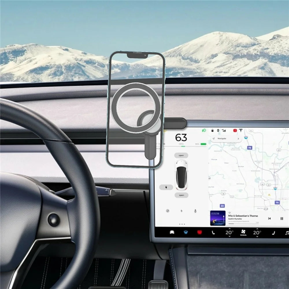 158A For Tesla Model Y / 3 Screen Mount Magnetic Case Phone Holder Car Expansion Bracket - 6