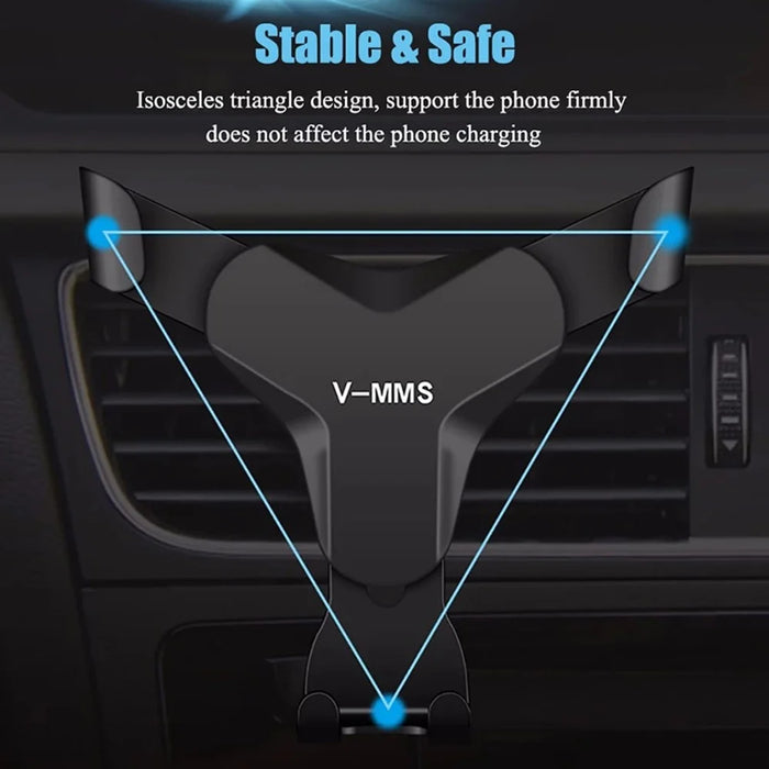 V-MMS Car Air Outlet Mount Gravity Phone Holder Y-Shape Air Vent Cellphone Bracket - Black - 4