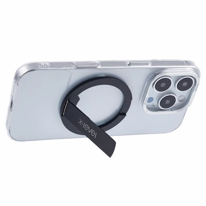 X-LEVEL Magnetic Ring Kickstand Phone Holder Horizontal Design - Black - 4