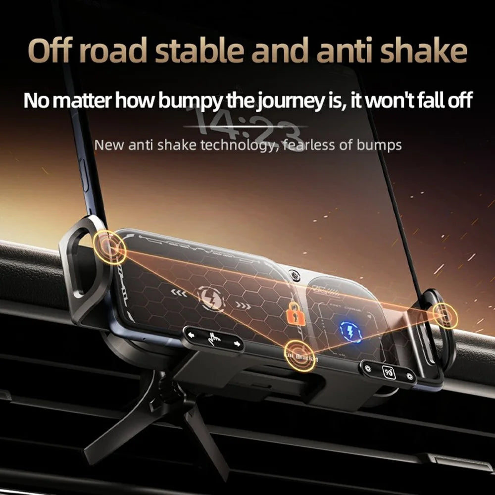 SD01 15W Wireless Charger Phone Holder Air Vent Car Mount Dual Coil Rotating Phone Stand - Black - 5