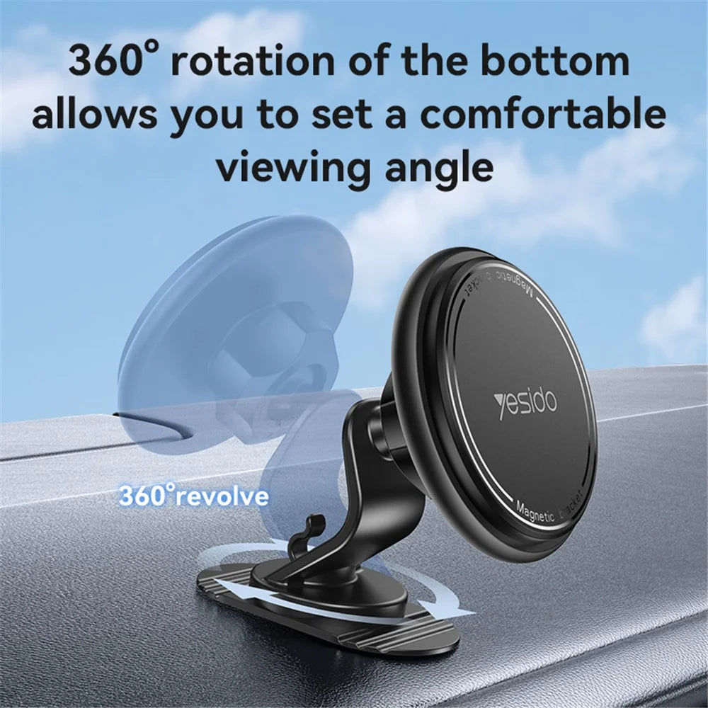YESIDO C220 Magnetic Stand 360 Degree Rotating Car Mount Phone Holder for iPhone 12-16 Series - 5