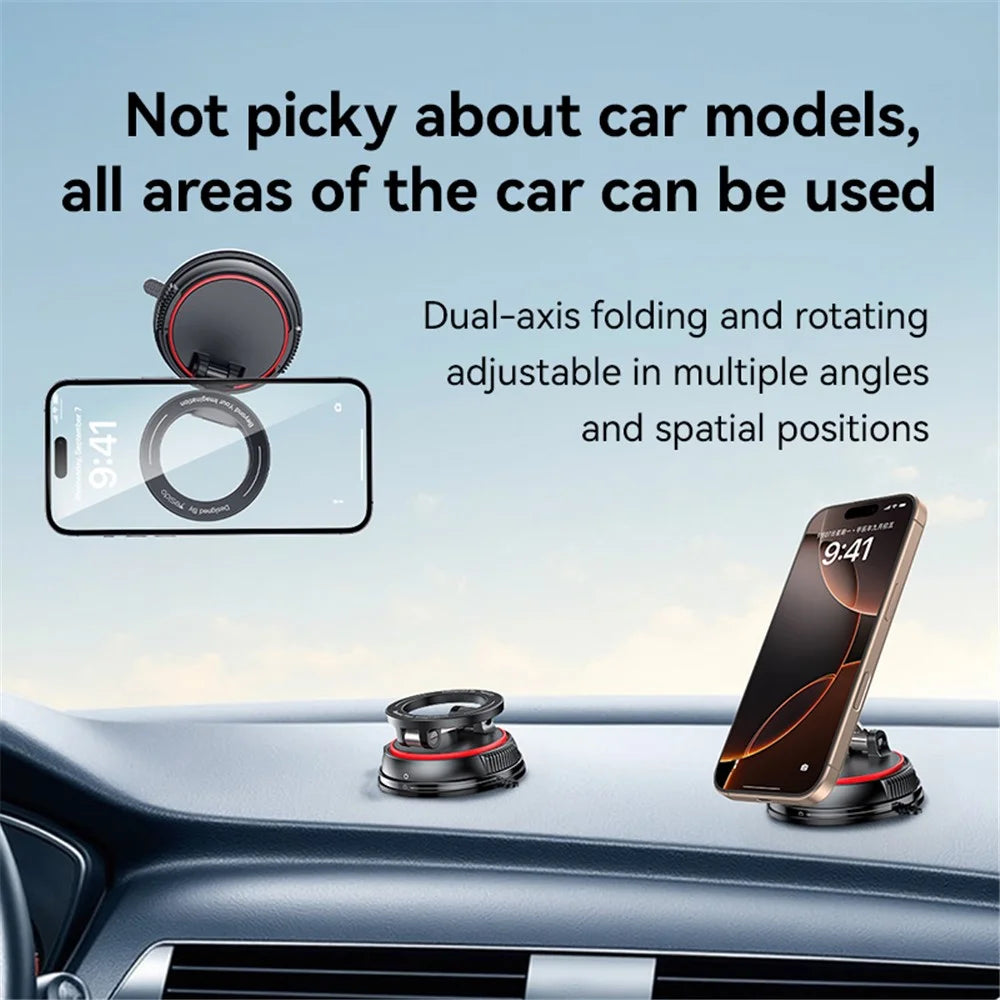 YESIDO C219 Compitable with MagSafe Car Phone Mount Stand Dual-Axis Folding 360 Degree Rotating Magnetic Suction Cup Holder - 3