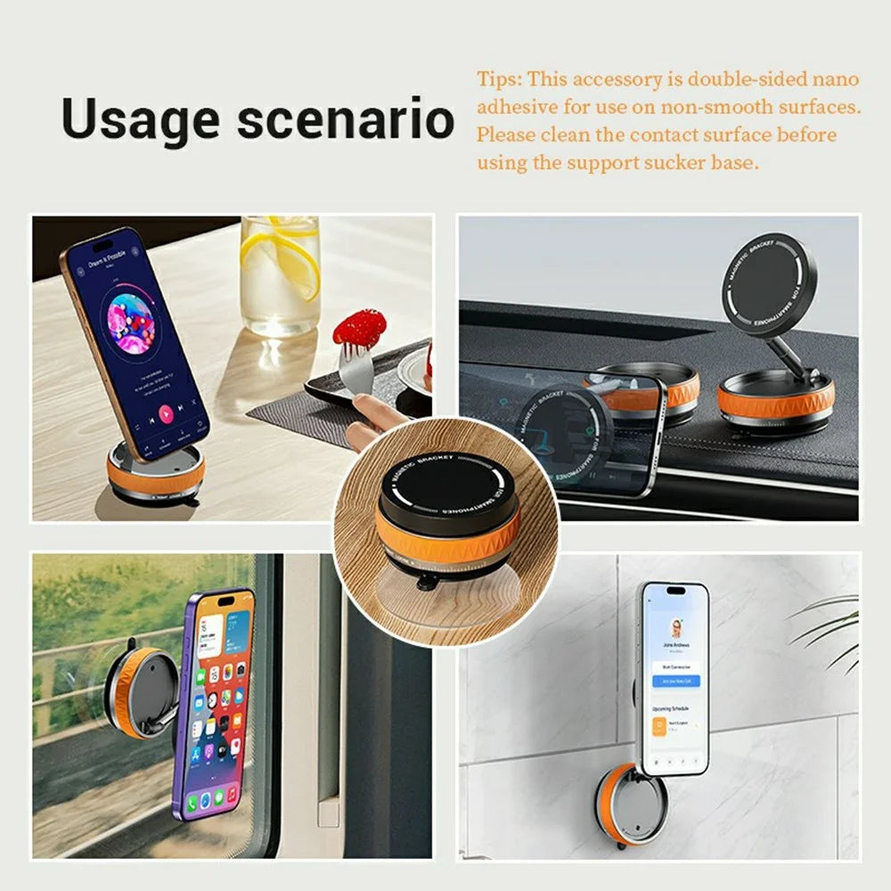 K10B Phone Stand Holder Magnetic Mount Zinc Alloy Compact Portable for Smartphones - Orange - 7