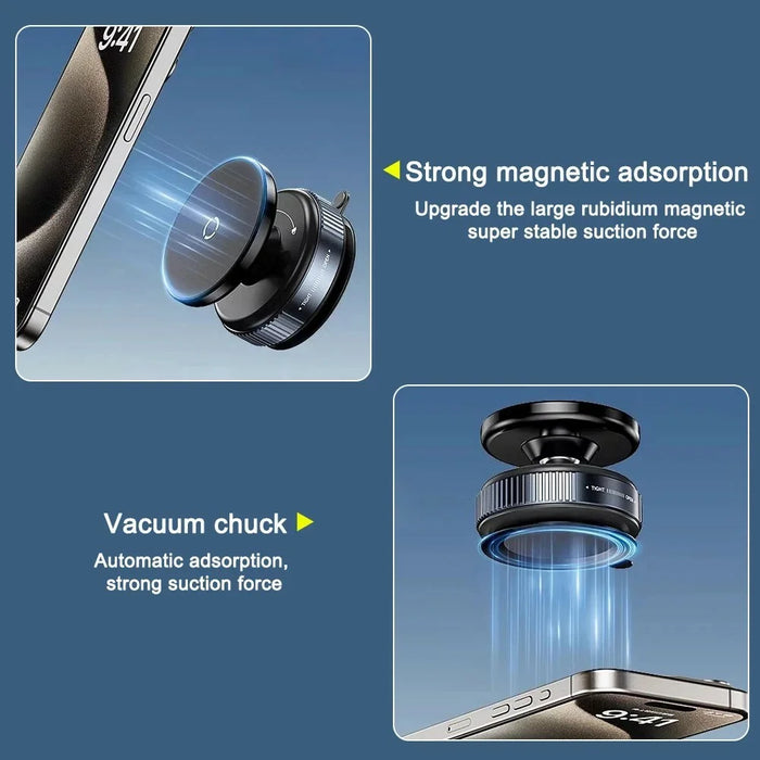 K009 Mechanical Vacuum Suction Magnetic Car Phone Mount 360 Degree Rotation Navigation Holder - Black - 3