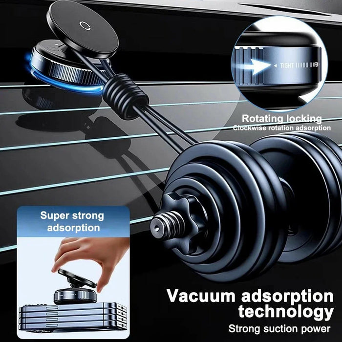 K009 Mechanical Vacuum Suction Magnetic Car Phone Mount 360 Degree Rotation Navigation Holder - Black - 4