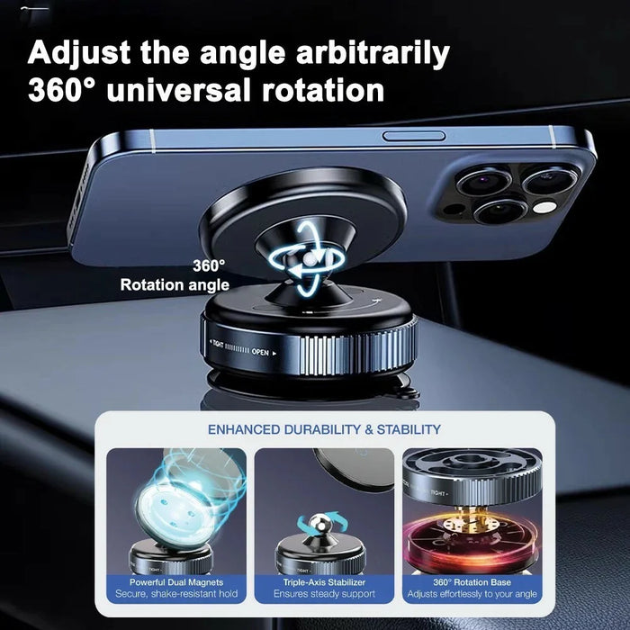 K009 Mechanical Vacuum Suction Magnetic Car Phone Mount 360 Degree Rotation Navigation Holder - Black - 5