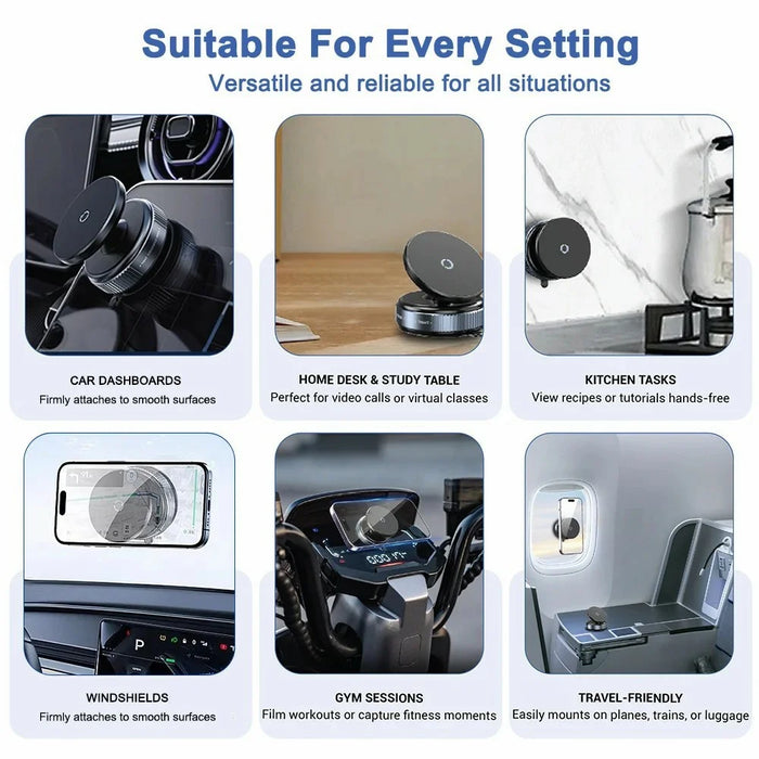K009 Mechanical Vacuum Suction Magnetic Car Phone Mount 360 Degree Rotation Navigation Holder - Black - 7