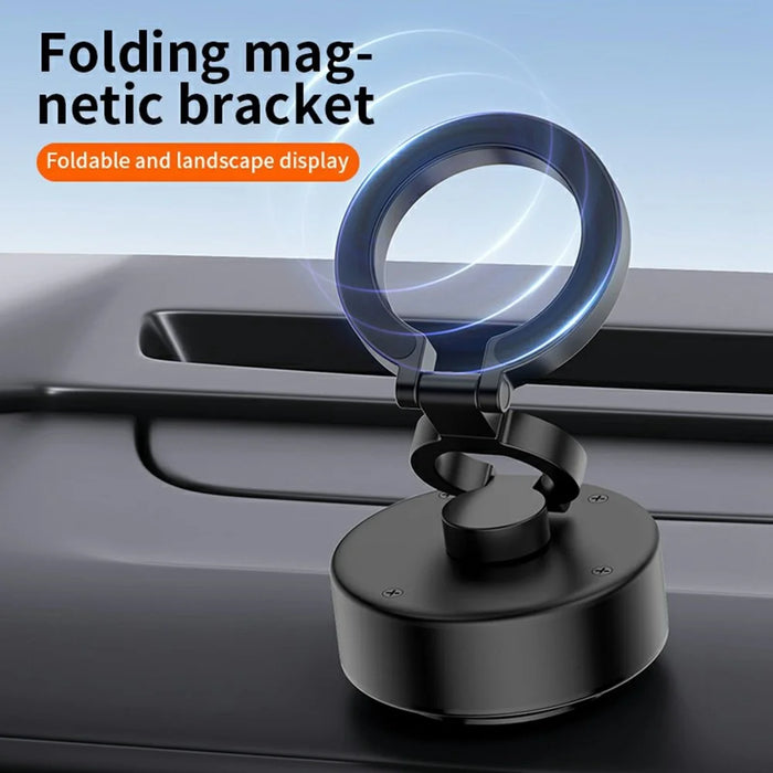 D1 Foldable Magnetic Car Dashboard Phone Holder Universal Vacuum Suction Navigation Stand - Black - 3