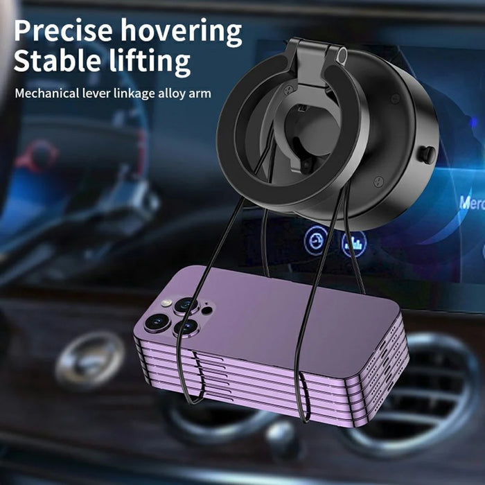 D1 Foldable Magnetic Car Dashboard Phone Holder Universal Vacuum Suction Navigation Stand - Black - 5