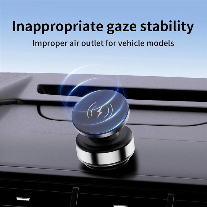 X9C Car Magnetic Suction Vacuum Phone Holder 360 Degree Rotation Wireless Charging Navigation Stand - Silver - 3