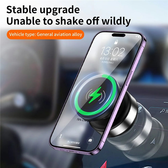 X9C Car Magnetic Suction Vacuum Phone Holder 360 Degree Rotation Wireless Charging Navigation Stand - Silver - 4