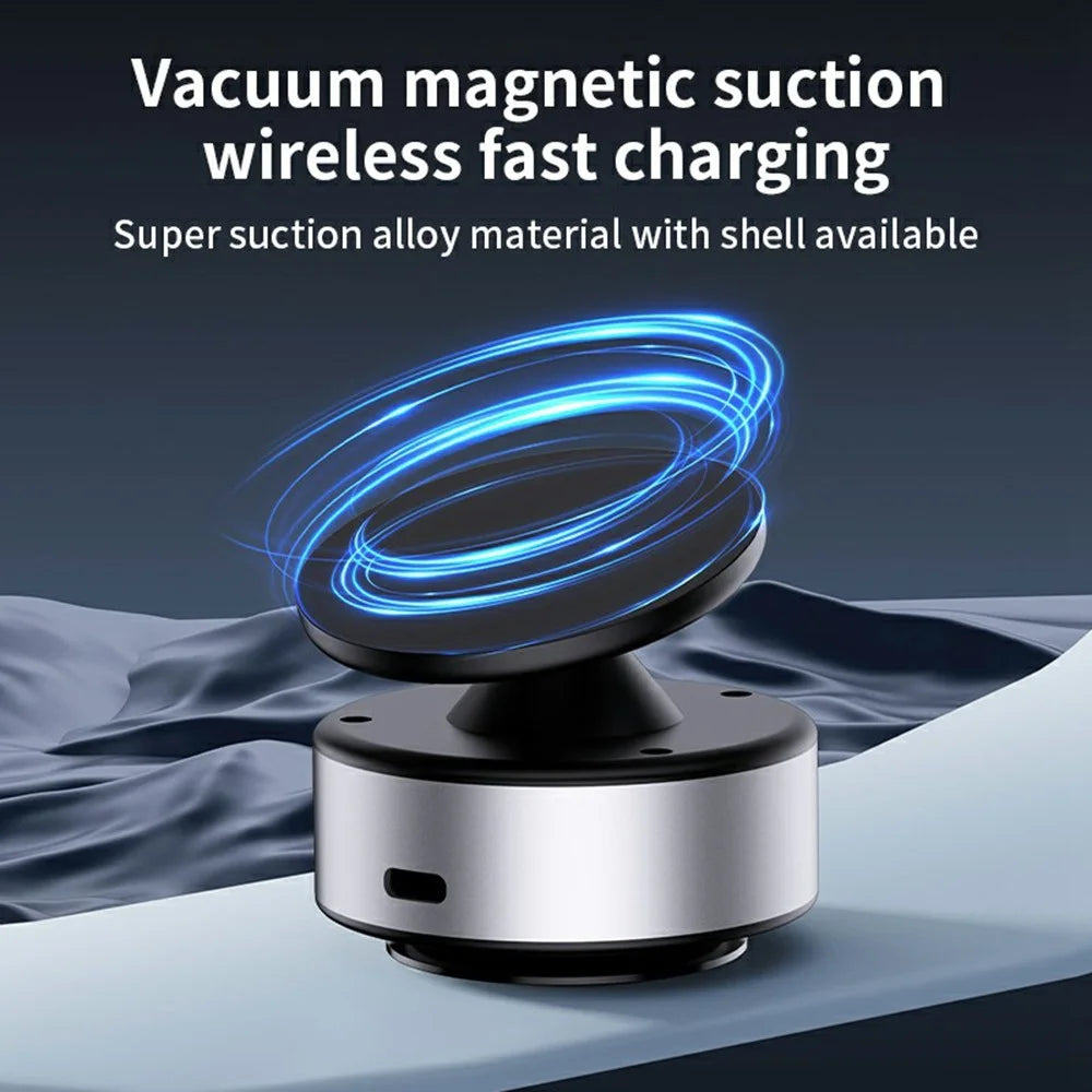 X11 Car Phone Magnetic Holder 15W Wireless Charging Vacuum Suction Rotatable Navigation Stand - Silver - 3