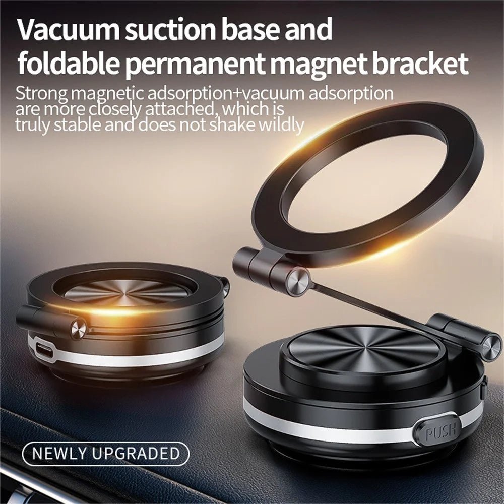 C2 Car Phone Holder Air Vent Dashboard Windshield Foldable Magnetic Cellphone Stand - Black - 5