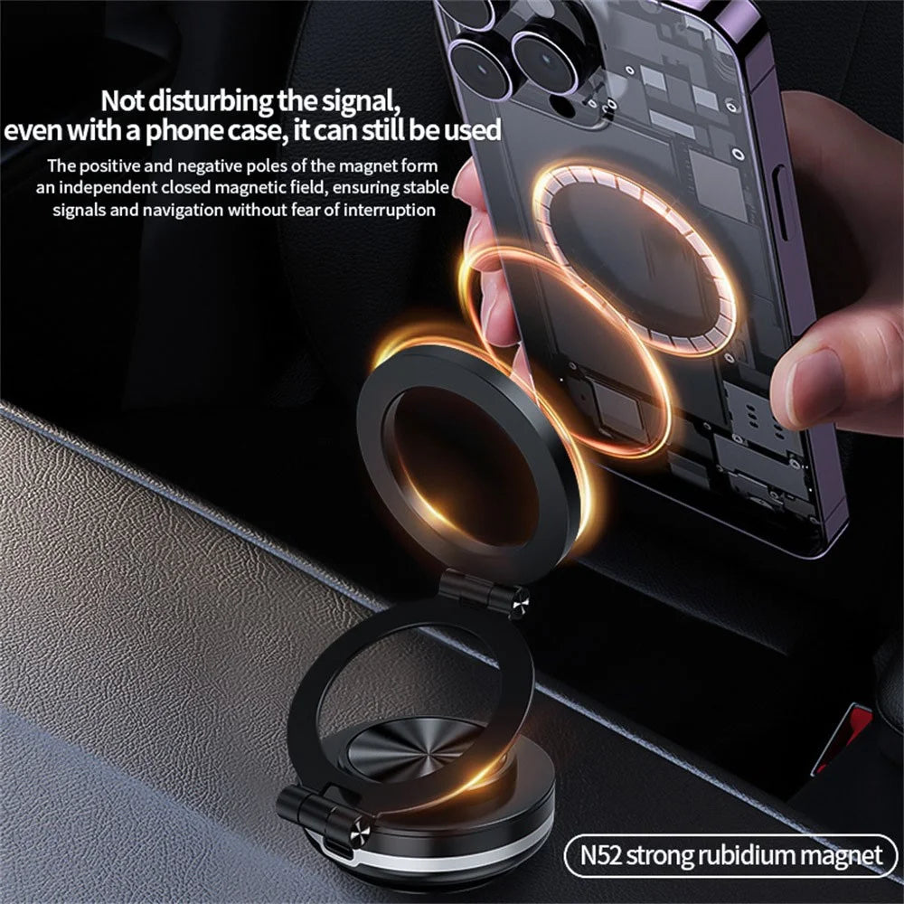 C2 Car Phone Holder Air Vent Dashboard Windshield Foldable Magnetic Cellphone Stand - Black - 6