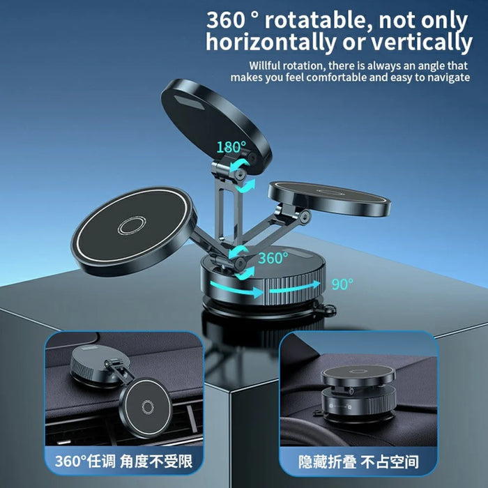 Q11 Universal Phone Holder Car Dashboard Mount Mechanical Magnetic Vacuum Suction Navigation Stand - Black - 6