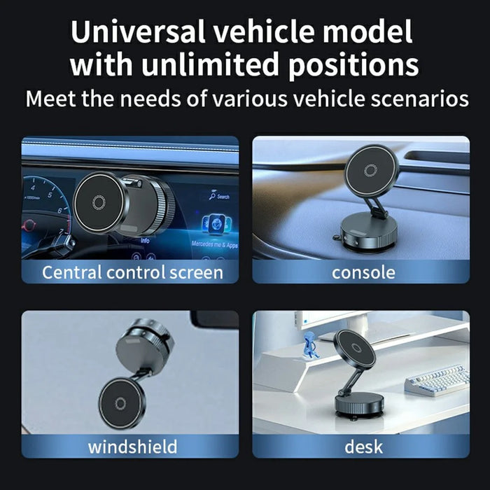 Q11 Universal Phone Holder Car Dashboard Mount Mechanical Magnetic Vacuum Suction Navigation Stand - Black - 7
