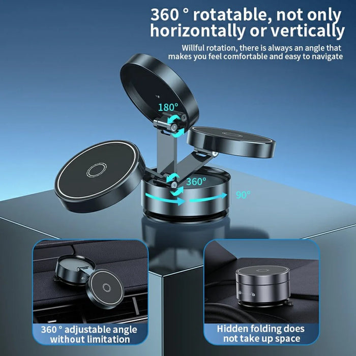 Q12 Universal Car Phone Holder Magnetic Foldable Suction Cup Adjustable Smartphone Navigation Stand - Silver - 6