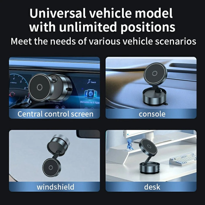 Q12 Universal Car Phone Holder Magnetic Foldable Suction Cup Adjustable Smartphone Navigation Stand - Silver - 7