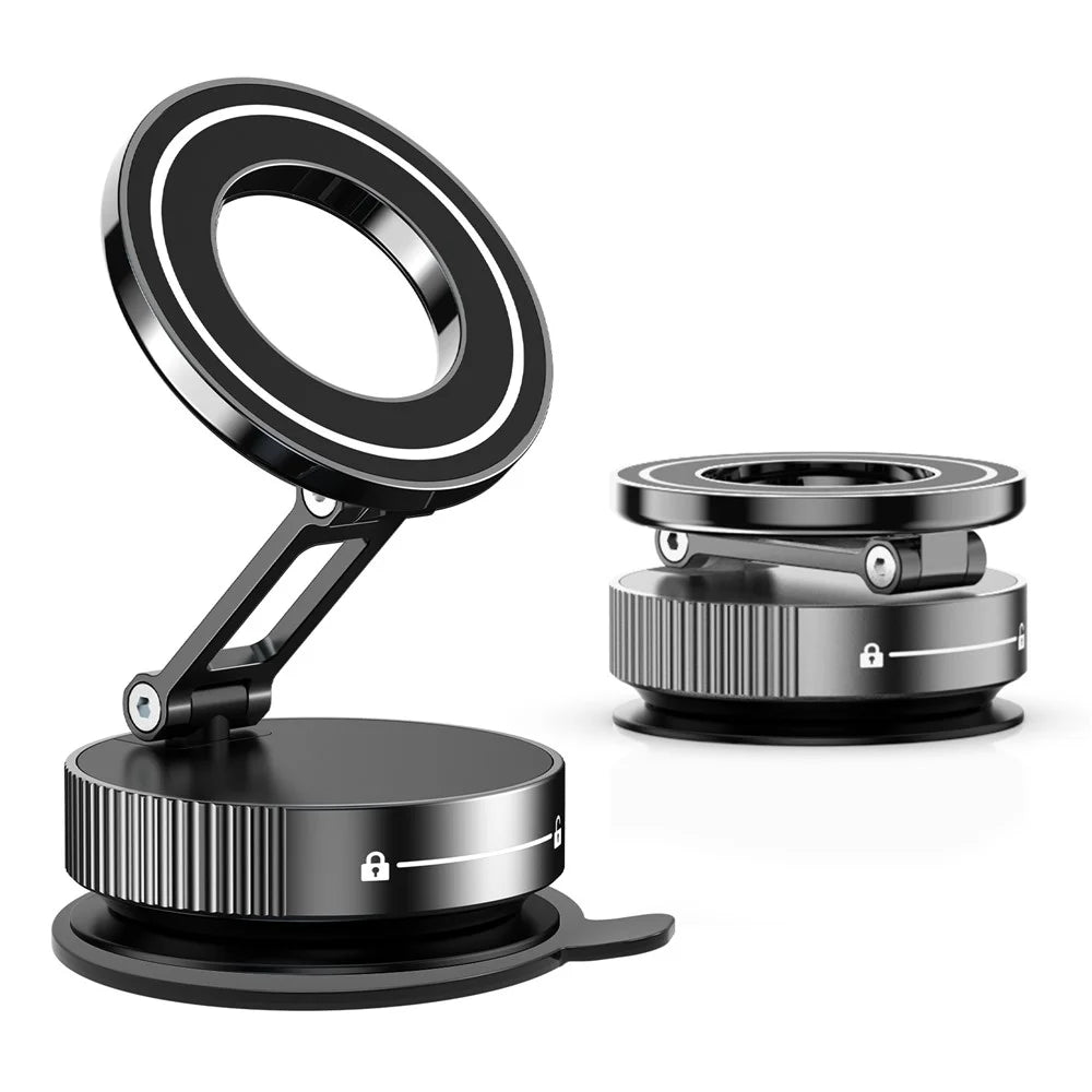 K11 Foldable Vacuum Magnetic Phone Stand Desktop Car Metal Cellphone Holder - Silver - 1