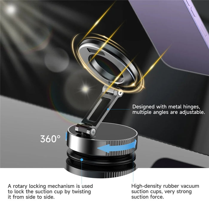 K11 Foldable Vacuum Magnetic Phone Stand Desktop Car Metal Cellphone Holder - Silver - 2