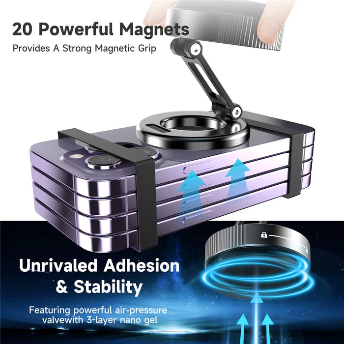 K11 Foldable Vacuum Magnetic Phone Stand Desktop Car Metal Cellphone Holder - Silver - 3