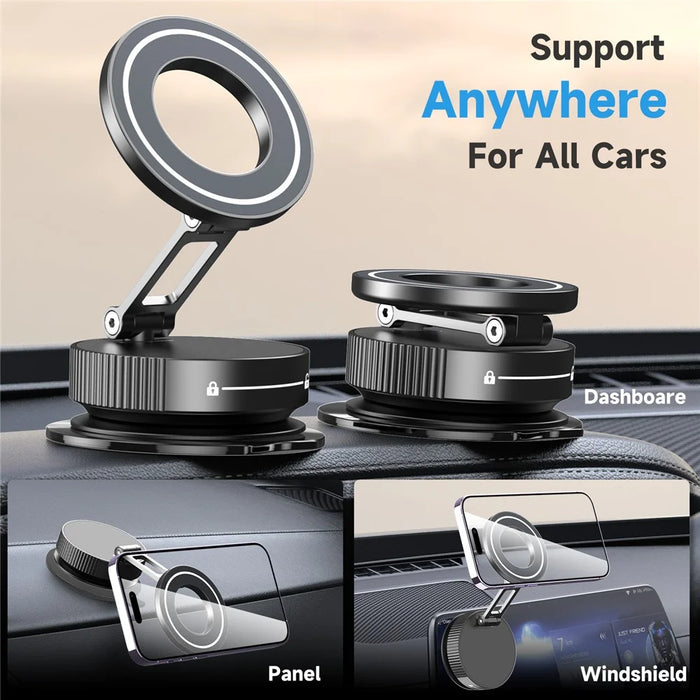 K11 Foldable Vacuum Magnetic Phone Stand Desktop Car Metal Cellphone Holder - Silver - 4