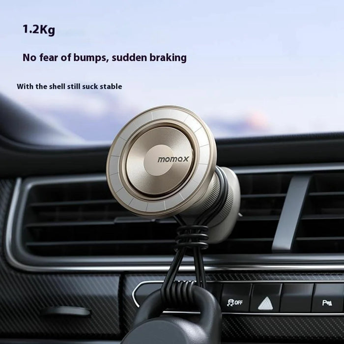 MOMAX 1-Move Relaxaire 2 In 1 Aroma Diffuser Magnetic Car Air Vent Mount Phone Holder Bracket - Titanium Gold - 6