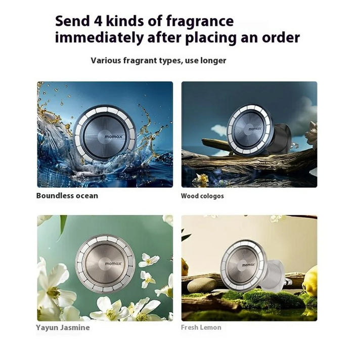 MOMAX 1-Move Relaxaire 2 In 1 Aroma Diffuser Magnetic Car Air Vent Mount Phone Holder Bracket - Titanium Gold - 7