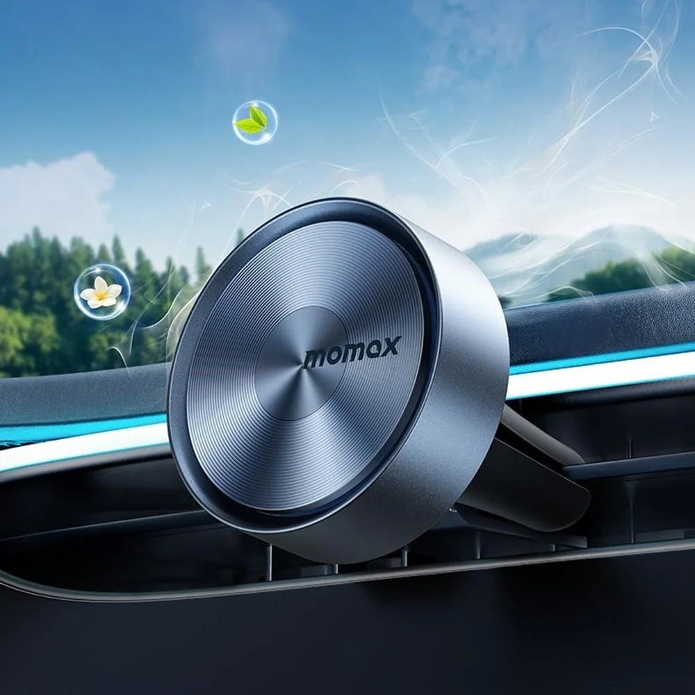 MOMAX 1-Car Relaxaire Car Air Vent Freshener Aluminum Alloy Aromatherapy Diffuser with 4 Fragrance Pads - Dark Grey - 2