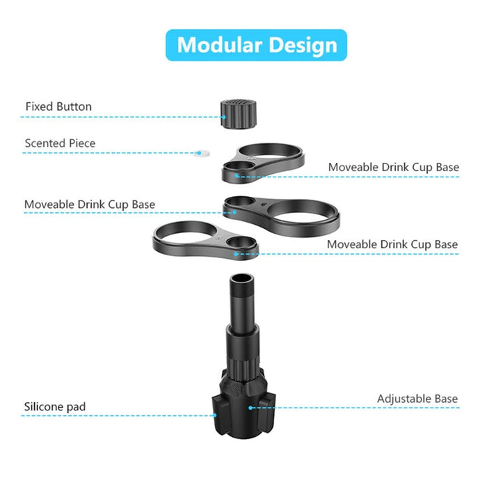 B15 Plastic Car Cup Holder Drinks Bracket 360 Degree Rotatable 3 Rings Vehicle Beverage Stand - 6