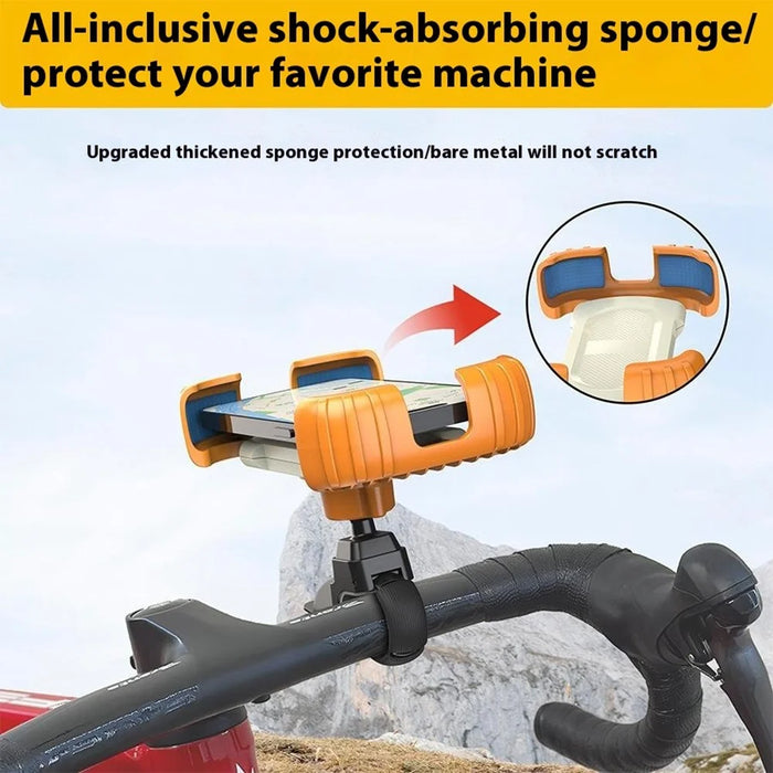 Z012 Motorcycle Bicycle Handlebar Phone Mount 360 Degree Rotation Universal Cellphone Holder - Orange - 6