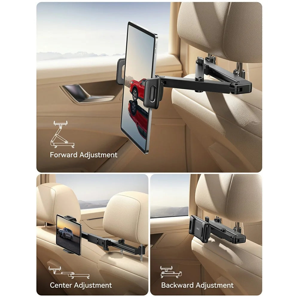 JOYROOM JR-ZS433 Car Headrest Mount Tablet Holder PC + Aluminum Alloy Dual Axis Extendable Stand - 4