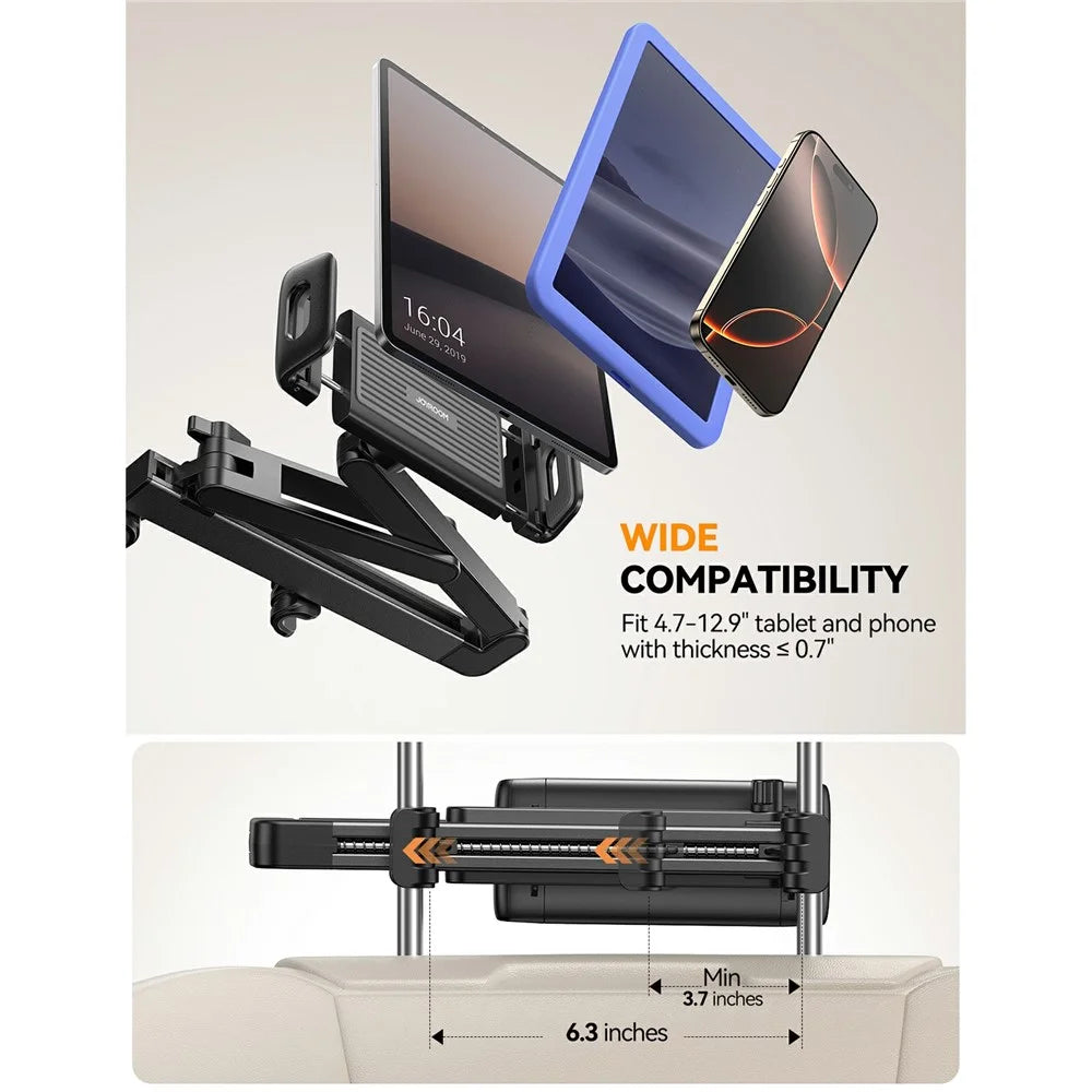 JOYROOM JR-ZS433 Car Headrest Mount Tablet Holder PC + Aluminum Alloy Dual Axis Extendable Stand - 6