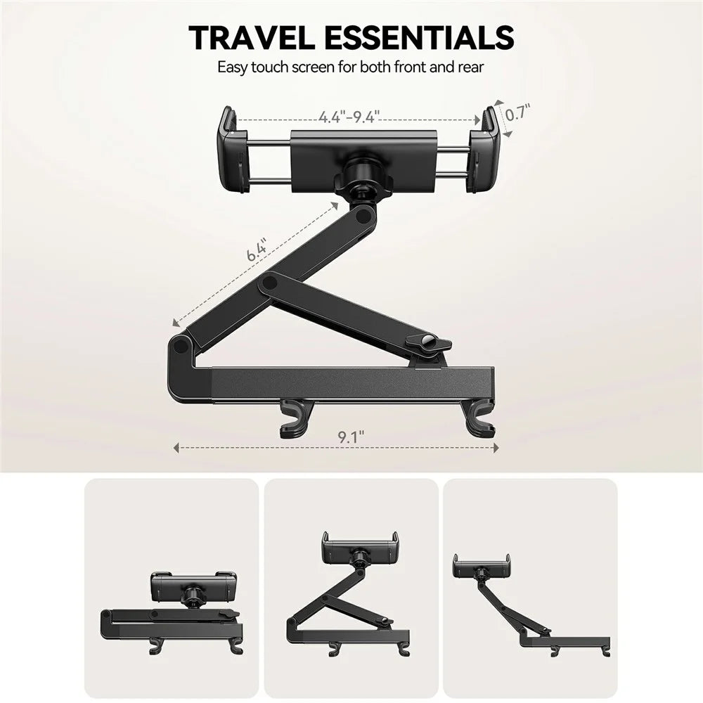 JOYROOM JR-ZS433 Car Headrest Mount Tablet Holder PC + Aluminum Alloy Dual Axis Extendable Stand - 7