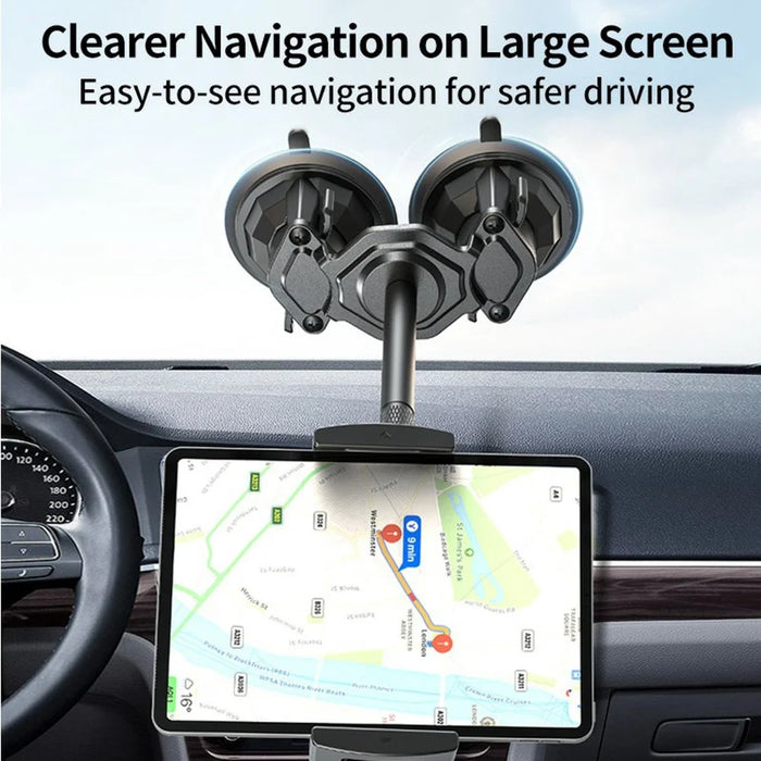 LANPARTE RBA-P2L Dual Suction Cup Tablet Stand Extended Version Universal Car Holder Mount with Adjustable Arm - 4
