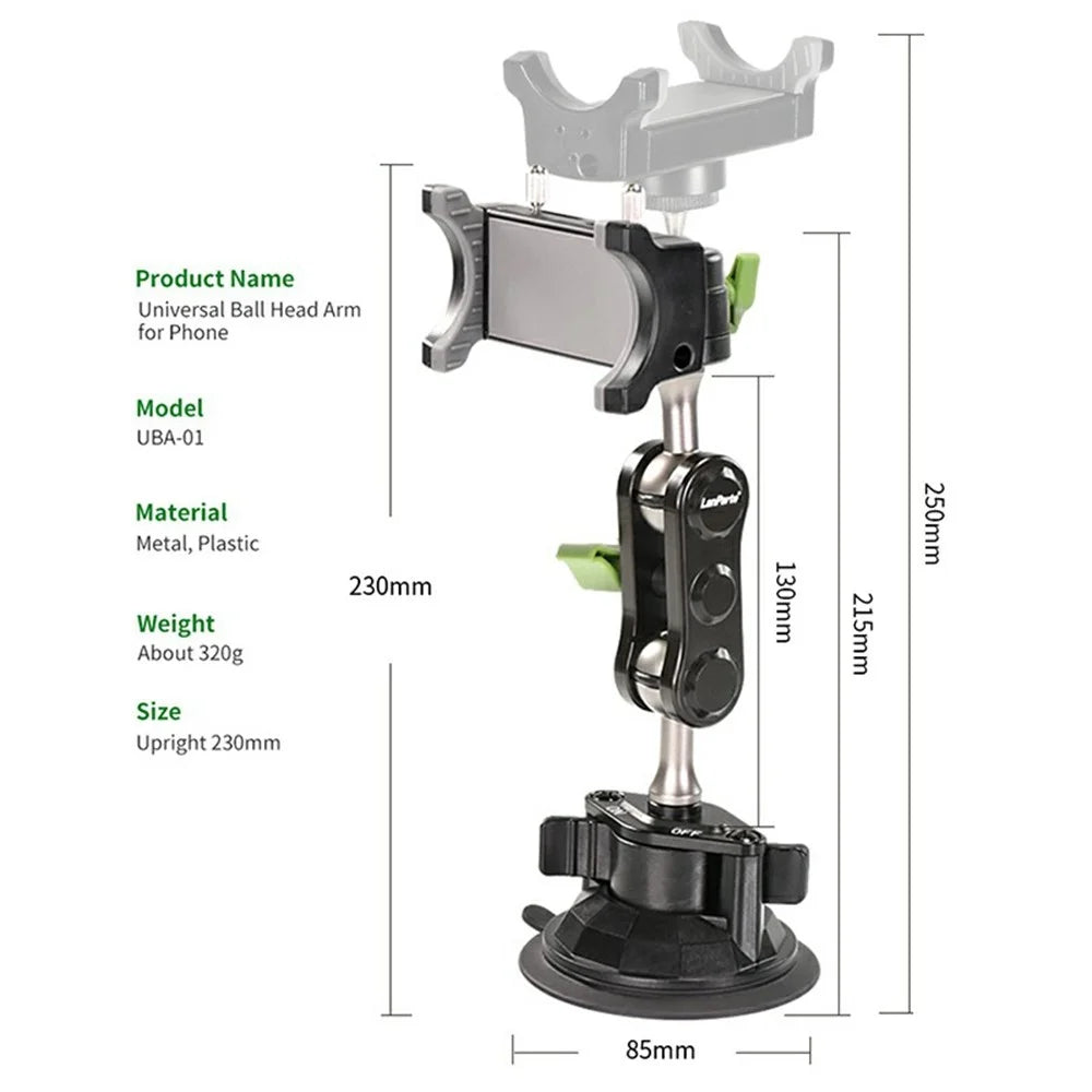 LANPARTE UBA-01 Universal Ball Head Arm Car Suction Cup Mount Multi Angle Adjustable Phone Bracket - 7