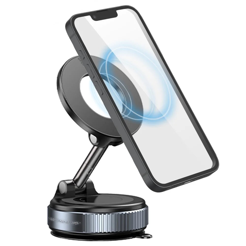 K007 360 Degree Rotation Car Suction Cup Base Magnetic Mount Phone Holder Dashboard Stand - Black - 1