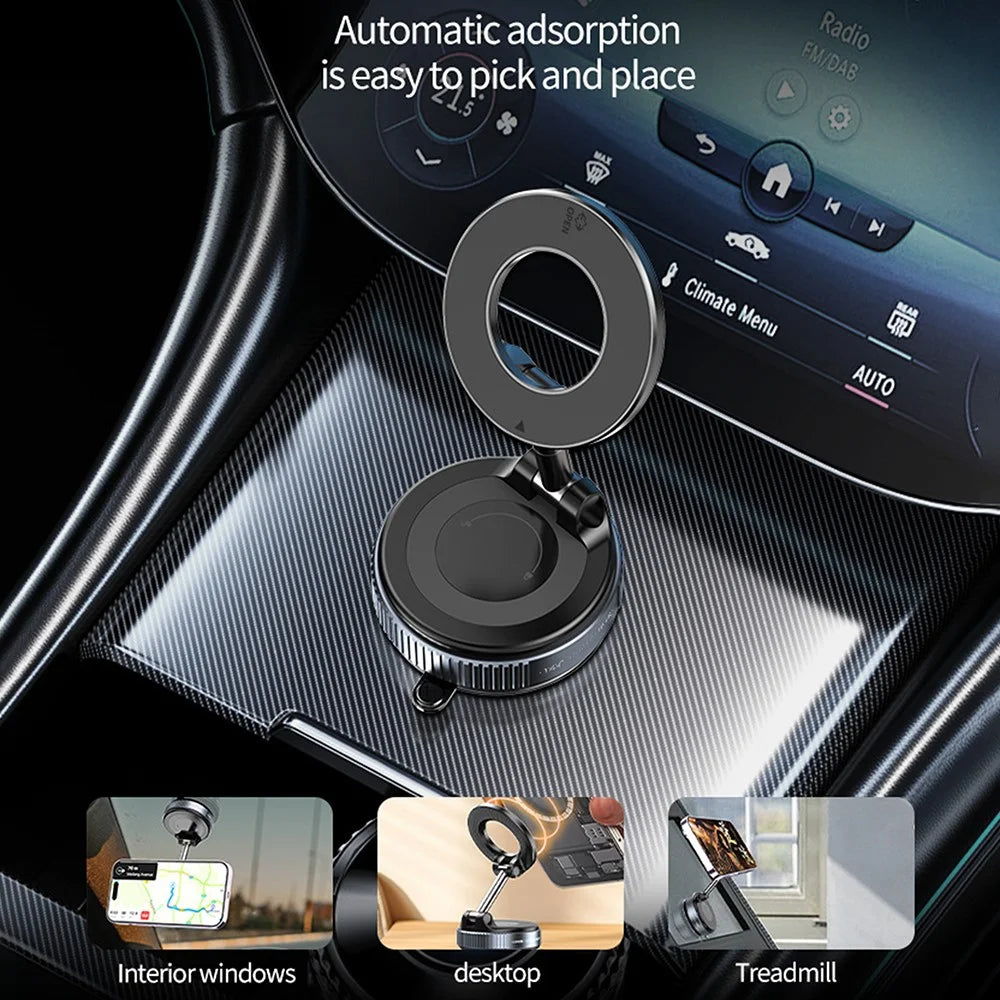 K007 360 Degree Rotation Car Suction Cup Base Magnetic Mount Phone Holder Dashboard Stand - Black - 6