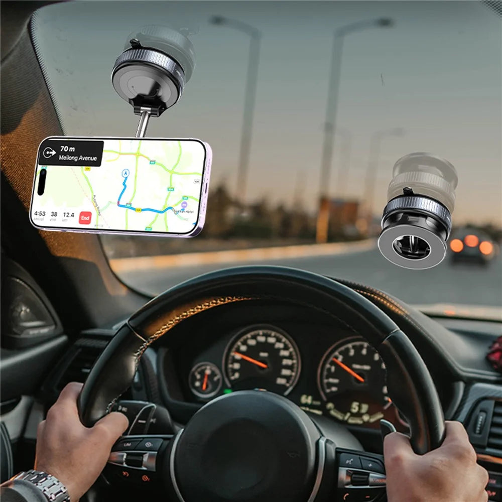 K007 360 Degree Rotation Car Suction Cup Base Magnetic Mount Phone Holder Dashboard Stand - Black - 7