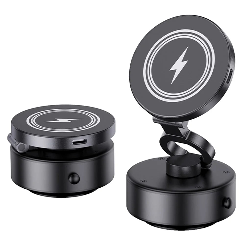 D1 Electric Vacuum Suction Multi Angle Rotating Car Phone Holder 15W Wireless Charging Magnetic Mount for Smartphones - 1