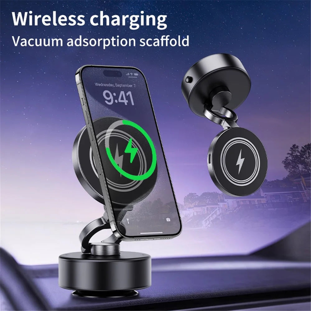 D1 Electric Vacuum Suction Multi Angle Rotating Car Phone Holder 15W Wireless Charging Magnetic Mount for Smartphones - 2