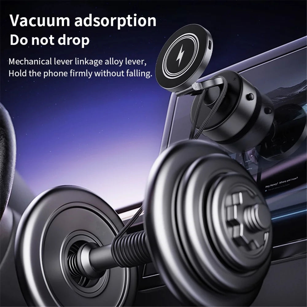 D1 Electric Vacuum Suction Multi Angle Rotating Car Phone Holder 15W Wireless Charging Magnetic Mount for Smartphones - 3